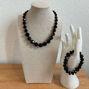 NWOT Black Stone Necklace & Bracelet‎